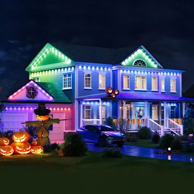 Яркий 48W RGBIC CCT Smart Eave наружные фонари водонепроницаемый для свадьбы Рождество День рождения ПК ABS корпус 90°